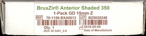 Used BruxZir Anterior Shaded 350 Zirconia Disc Blank 98x15 mm Mfg 2018/05/09 - Picture 2 of 5