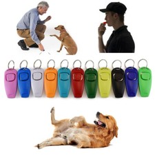 1x Pet Puppy Dog Clicker & Whistle Training Obedience Agility Trainer Click Ring