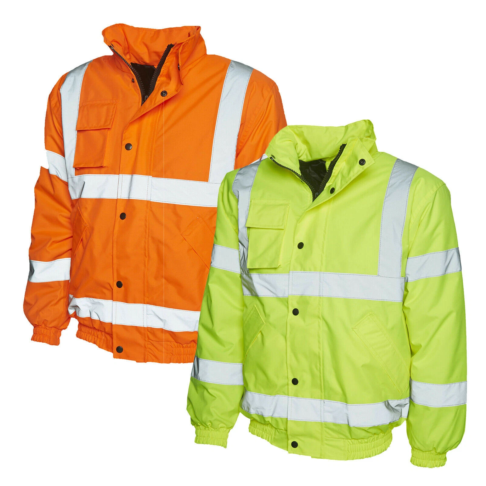 High Visibility Bomber Jacket Unisex Uneek UC804 Hi-Viz Workwear Outdoor Safety