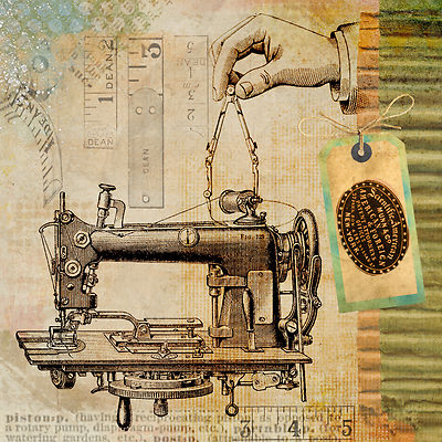 Vintage Sewing Machine Steampunk Invention Patent - 17'' x 22'' Fine Art Print