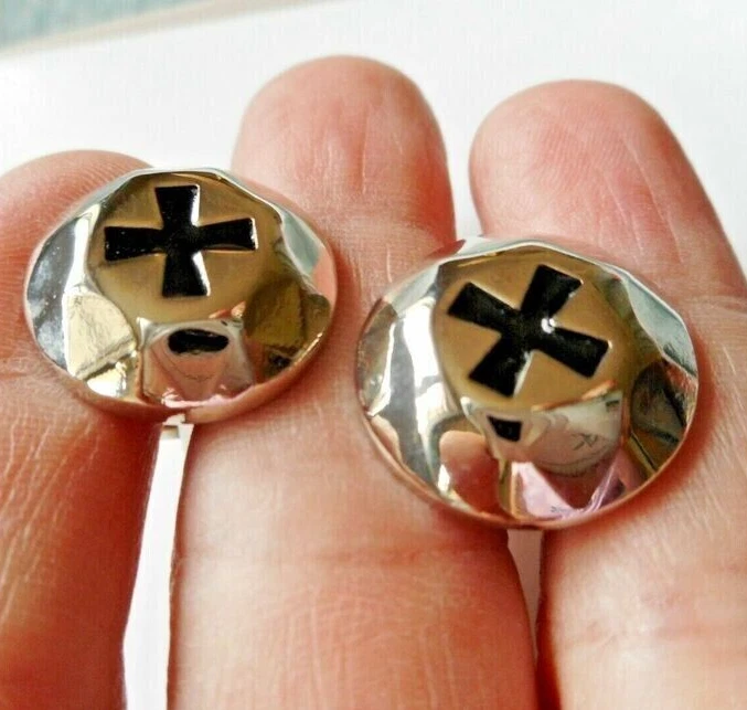 Silver Tone Patty Cross Knights Templar "Miraculous Templar " Men's Cufflinks Foto 4 de 4