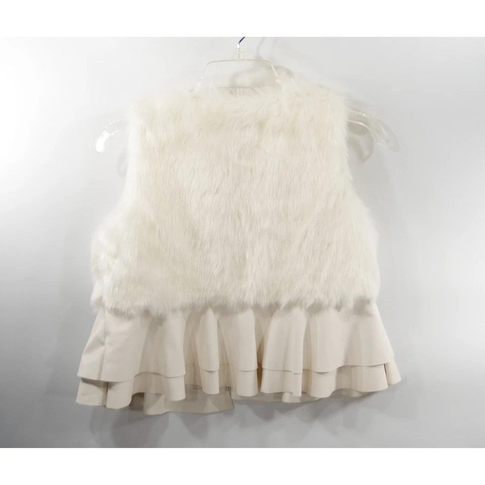 Ella Moss Cream Faux Fur Faux Leather Swing Vest 14 EUC - Image 2 of 4