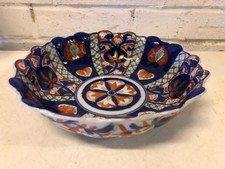Antique Japanese Imari Porcelain Scalloped Bowl with Floral Panels — listing 3