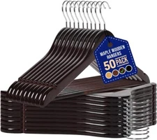 Wooden Hanger Set - 50 Pieces Non-slip Versatile Hanger Set for Suit, Coat
