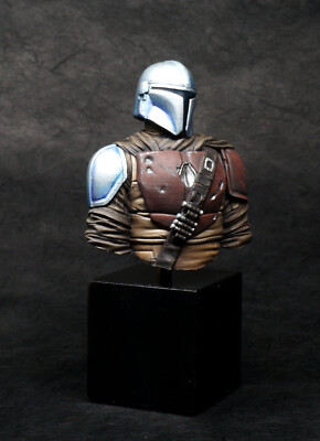 Painted Star Wars Mandalorian Mando Bust Baby Yoda Display Art