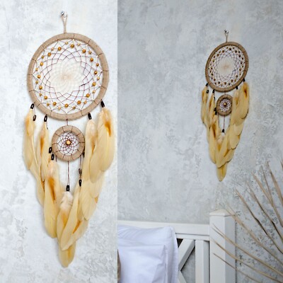 Dream Catcher Wall Hanging Handmade Natural Beige Dreamcatcher For 