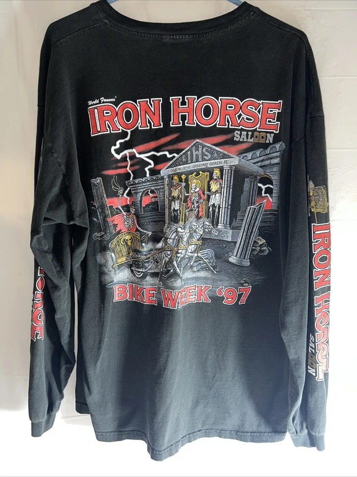 Camiseta vintage años 90 Bike Week para hombre Iron Horse salón talla manga larga sin etiqueta Foto 2 de 4