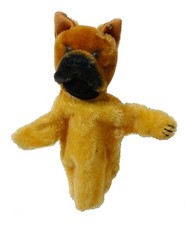 Vintage STEIFF Boxer Dog HAND PUPPET 1950's w/Ear Button German Mohair Toy