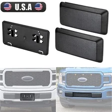 Bumper Guards Pads Insert Caps + License Plate Frame Bracket For Ford F150 18-20