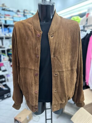 GENERICO genuine leather jacket used men man size XL brown LLV243