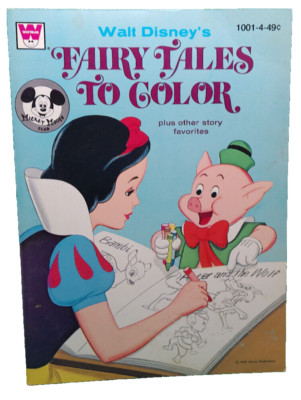 Walt Disney Fairy Tales Color Whitman NOS coloring book Snow White Pigs Bambi 73