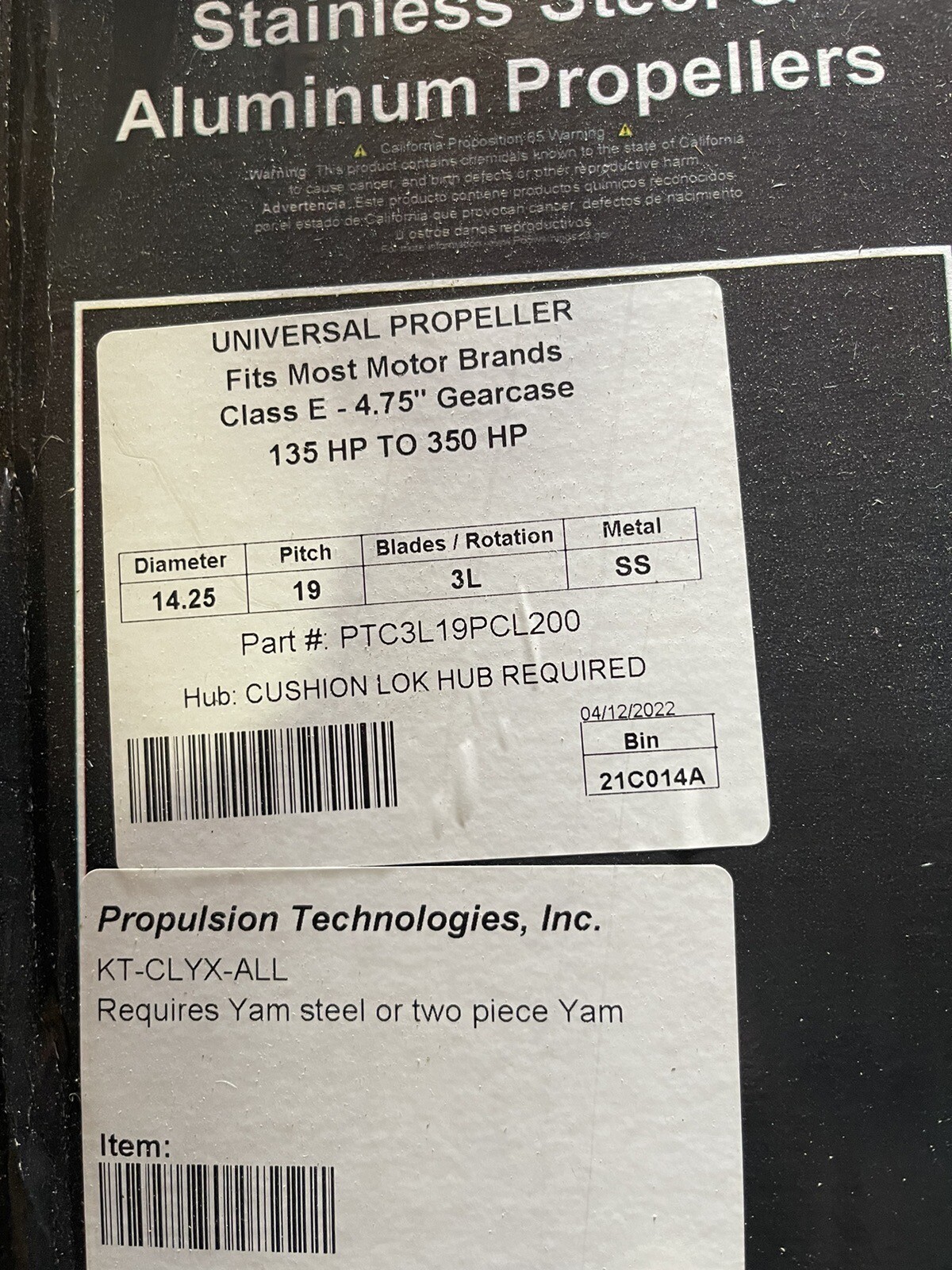 SS YAMAHA POWERTECH 14.25x19 LH 3B Stainless Steel Propeller | eBay