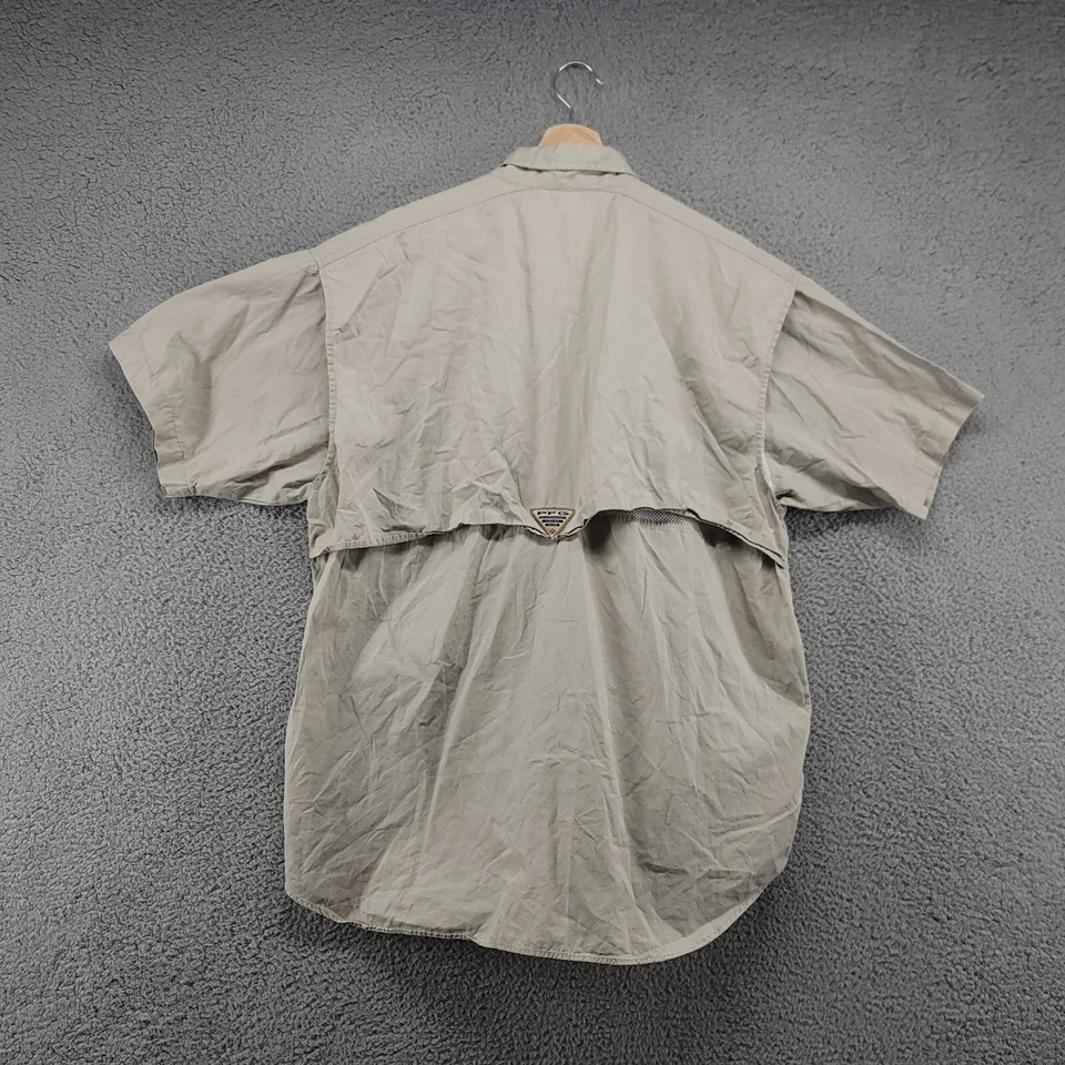 Columbia PFG shirt men's Medium Tan Short Sleeve Caped Fishing Shirt - Image 2 of 4