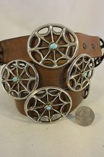 13 ozt. Navajo CONCHO BELT 11 Tufa Sand Cast Sterling Silver Turquoise Buckle