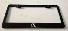 Laser Engraved Etched Acura Logo Stainless Steel License Black Plate Frame