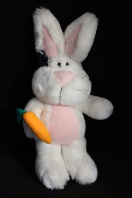 Applause SIMON 1987 Bunny Rabbit w/ Carrot Plush Toy Doll PINK & WHITE