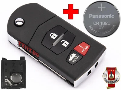 COQUE CLÉ POUR MAZDA 3 5 6 MX-5 RX-8 CX-7 CX-9 4 BOUTONS + CR1620 BATTERIE