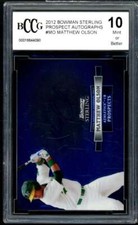 2012 Bowman Sterling Prospect Auto Rookie MO Matthew Olson BGS BCCG 10 Mint+