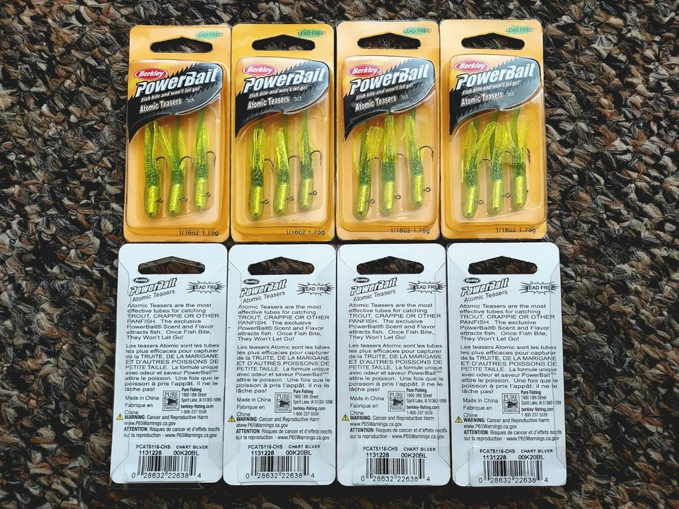 Berkley Powerbait Atomic Teasers 1/16 oz tubo plantilla señuelos de pesca lote gráfico plata Foto 3 de 3