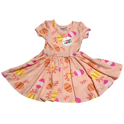 Dot Dot Smile Baby Girl 12/24M Easter Egg Print Twirl Dress Peach Pink NWT