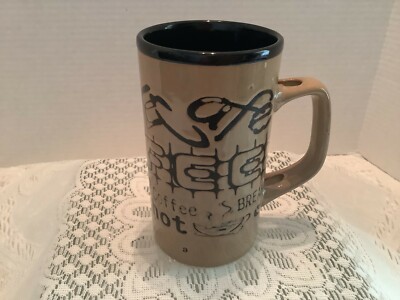 Tan & Coffee Bean Brown Cafe 12 oz Glazed Mug 5'' H Coffee Cup
