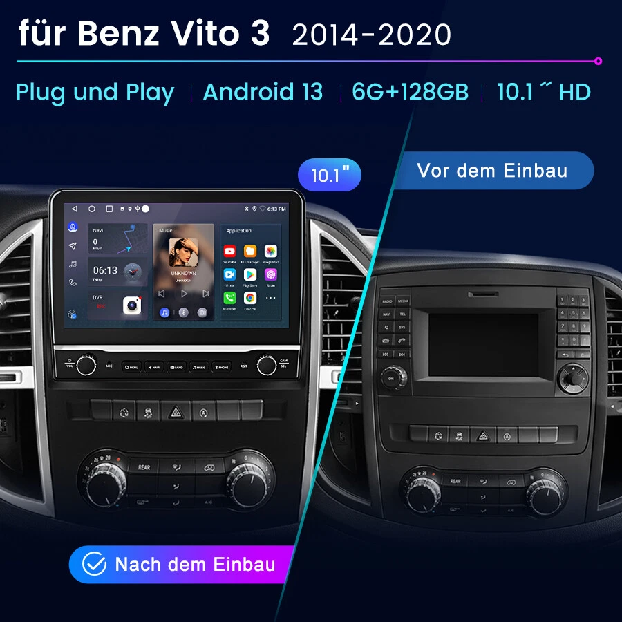 DAB+128G Carplay Für Benz Vito W447 Android13 Autoradio GPS Navi BT 4G WIFI SWC - Bild 2 von 4