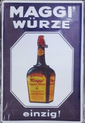 Blechschild ''MAGGI 2'' Vintage (20 x 30cm) alte Suppen Soßen Fleisch Werbung TOP