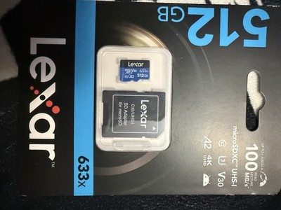 Lexar 633x 512GB microSDXC UHS-I Class 10 Memory Card w/ SD Adapter