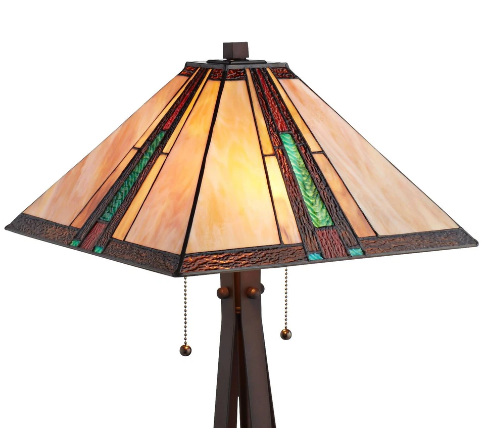 Roger Marta Mission Tiffany Style Table Lamp 25" High Bronze Metal for Bedroom - Image 3 of 4