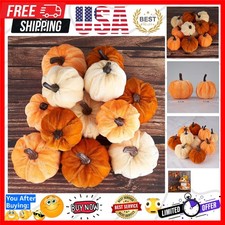 Luxury 12pcs Faux Velvet Foam Pumpkins - Perfect for Autumn and Thanksgiving