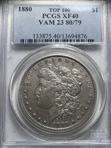 1880-P Morgan Silver Dollar Vam 23 $1 - Top 100 80/79 - PCGS Xf40 Us👇🏻