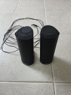 GENUINE DELL AX210 COMPUTER DESKTOP or LAPTOP SPEAKERS AUX USB POWERED BLACK