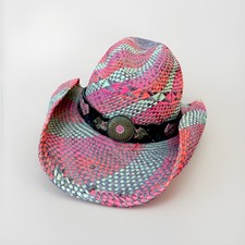 Bullhide Western Straw Hat XL Colorful Woven Cowboy Festival Rodeo Statement Hat