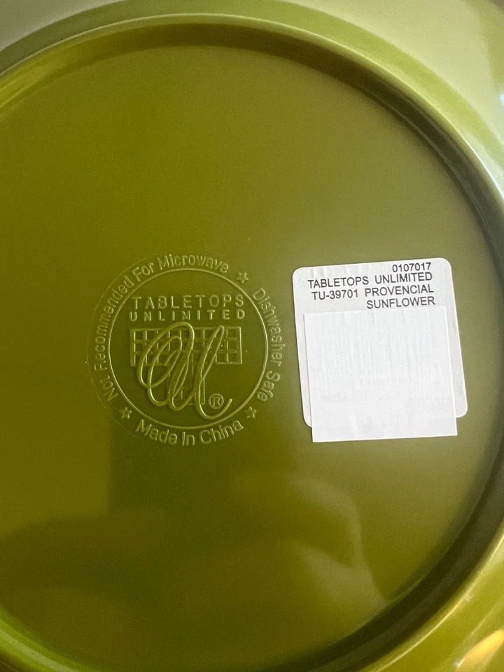 New Set of 6 TableTops Unlimited Provencial Sunflower Melamine Dinner Plates 11" - Image 4 of 4