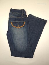 Jeans svasati EXTYN denim vita bassa donna 40 lavaggio scuro Y2K bordo leopardato 554