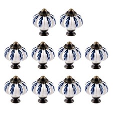 10Pcs Pumpkin Ceramic Drawer Knobs, Dresser Knobs Vintage Door Pull Handles R...