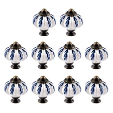 10Pcs Pumpkin Ceramic Drawer Knobs, Dresser Knobs Vintage Door Pull Handles R...