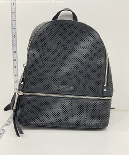 Michael Kors Black Perforated Leather Silver Tone Hardware Rhea Backpack