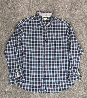Carbon 2 Cobalt Blue Plaid Button Up Shirt Mens  Long Sleeve Cotton Size L