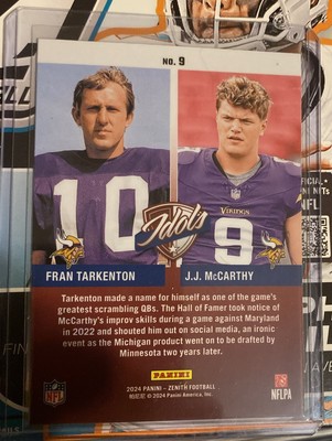 JJ McCarthy/Fran Tarkenton Zenith Idols #9 RC | eBay