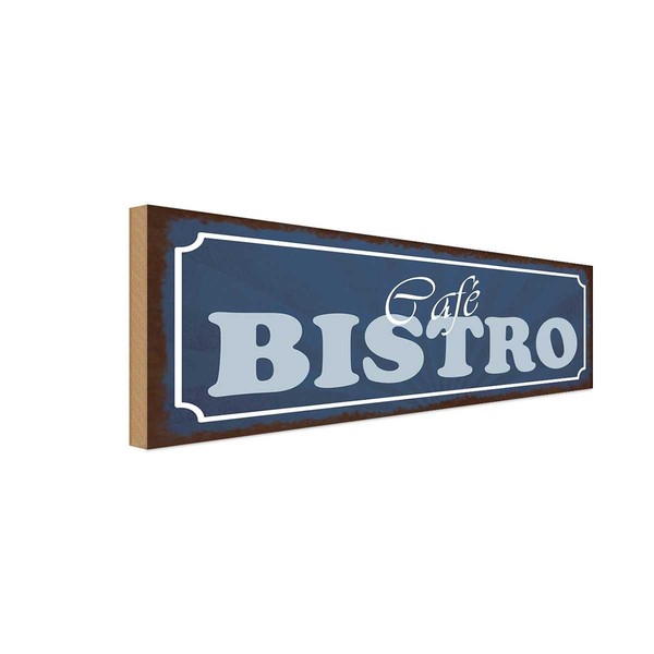 Holzschild 10X27 Cm Cafe Bistro Essen Trinken Deko Geschenk Holz Schild-image