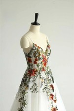 Floral Fabric Ball Gowns Wedding Dress Spaghetti strap Bridal Gowns Sweep Train