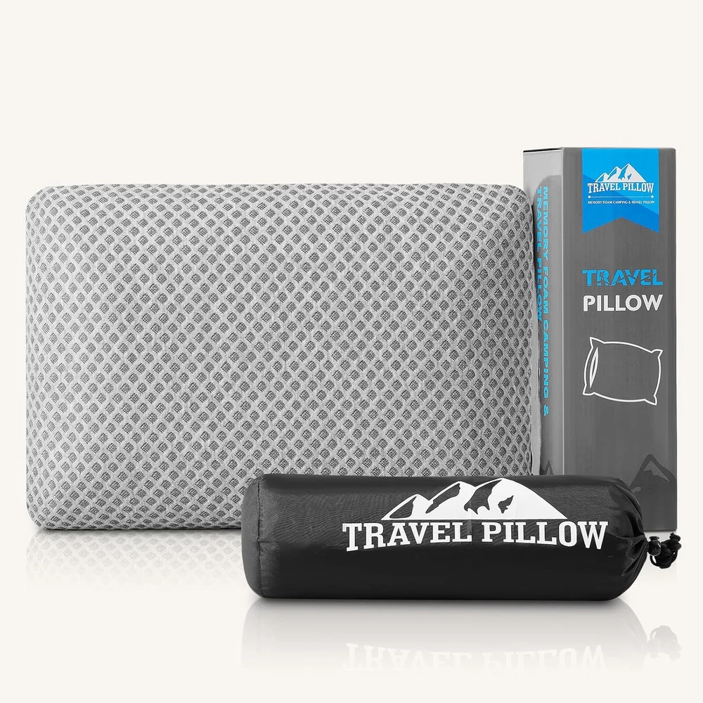 Travel Pillow Memory Foam Pillows, Camping Pillow-Compressible Medium Firm, Brea
