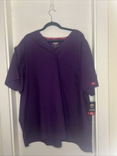 Dickies Scrubs 83706 V Neck Unisex Scrub Top Dickies EDS Eggplant Size 4XL NEW