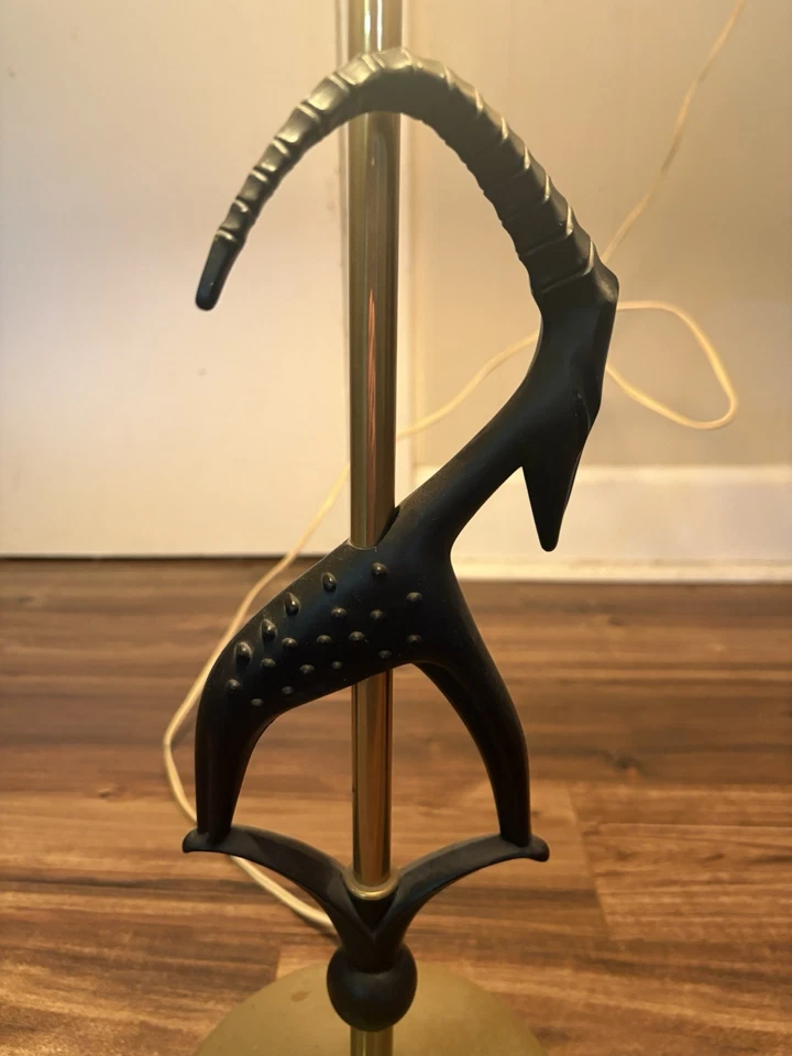 Rembrandt Gazelle Antelope Table Lamp VTG MCM Orig Fiberglass Shade 29" WORKS - Image 2 of 4