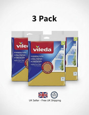 3 Pack of Vileda Window Cloth Glass & Car Chamois Leather Effect Streak Free