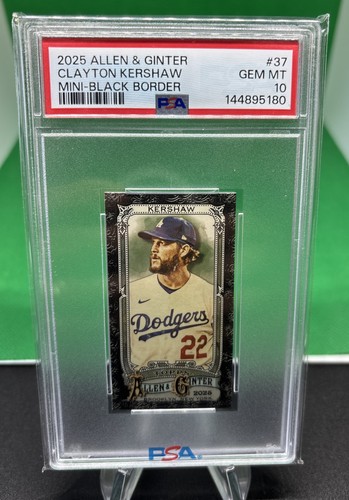 2025 Topps Allen & Ginter #37 Clayton Kershaw Mini Black Border PSA 10 🔥POP 1
