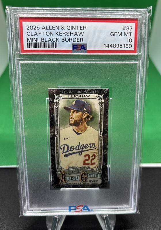 2025 Topps Allen & Ginter #37 Clayton Kershaw Mini Black Border PSA 10 🔥POP 1