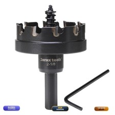 Jerax Tools Tungsten Carbide Tipped Hole Cutter 2-1/8 Inch Tct Hole Saw Oxided