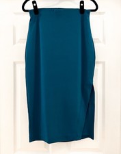 Express High Rise Midi Body Contour Skirt Dark Teal sz Small NEW